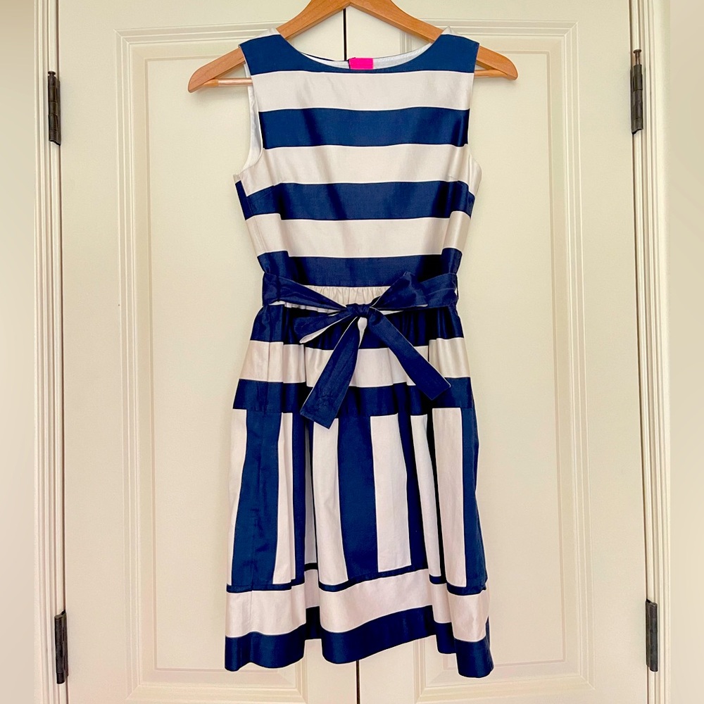 CrewCut Navy & White Striped Dress, Size 14